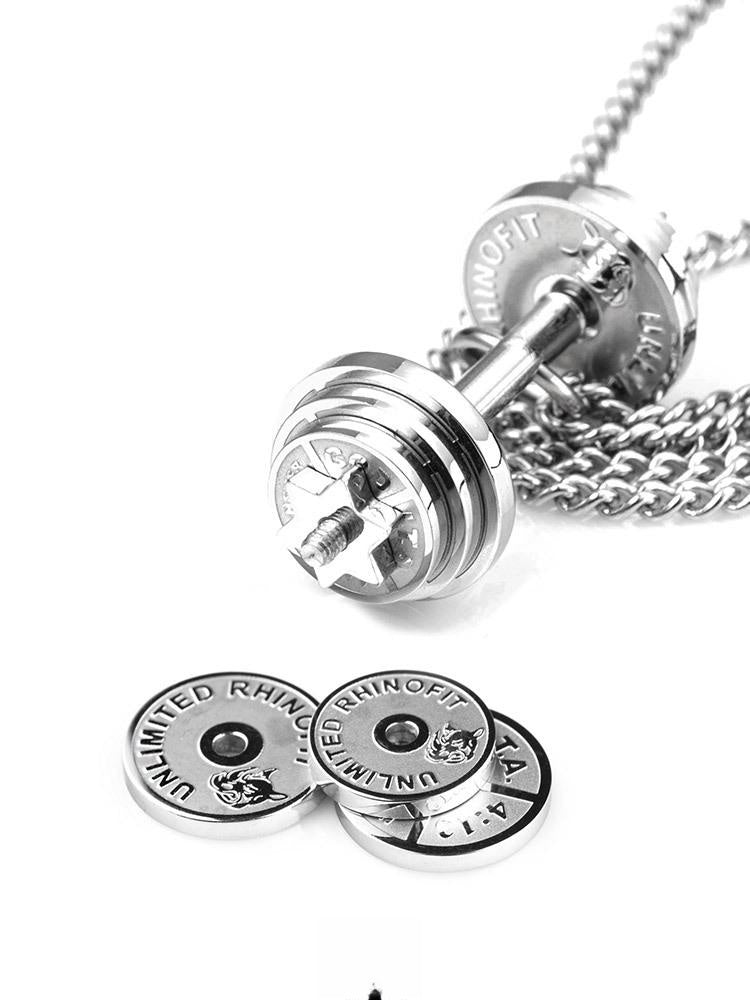 Original Fitness Dumbbell Necklace Titanium Steel Barbell Disk