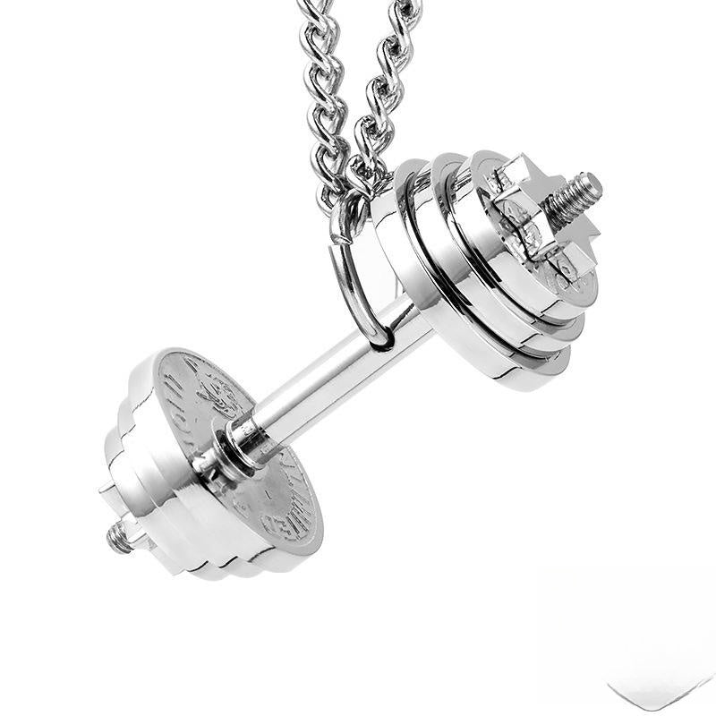 Original Fitness Dumbbell Necklace Titanium Steel Barbell Disk