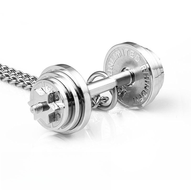 Original Fitness Dumbbell Necklace Titanium Steel Barbell Disk